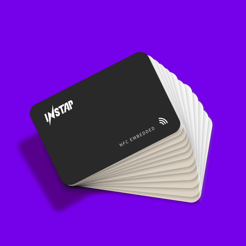 Instap Card, black, front view, company card, digital business card, web3, earn crypto, networking, ultimate connection solution