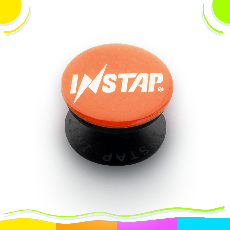Instap Pop, orange, side view, popsocket, digital business card, web3, earn crypto, networking, ultimate connection solution