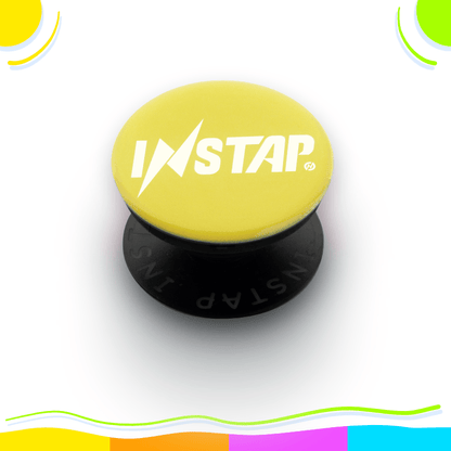 Instap Pop, yellow, side view, popsocket, digital business card, web3, earn crypto, networking, ultimate connection solution