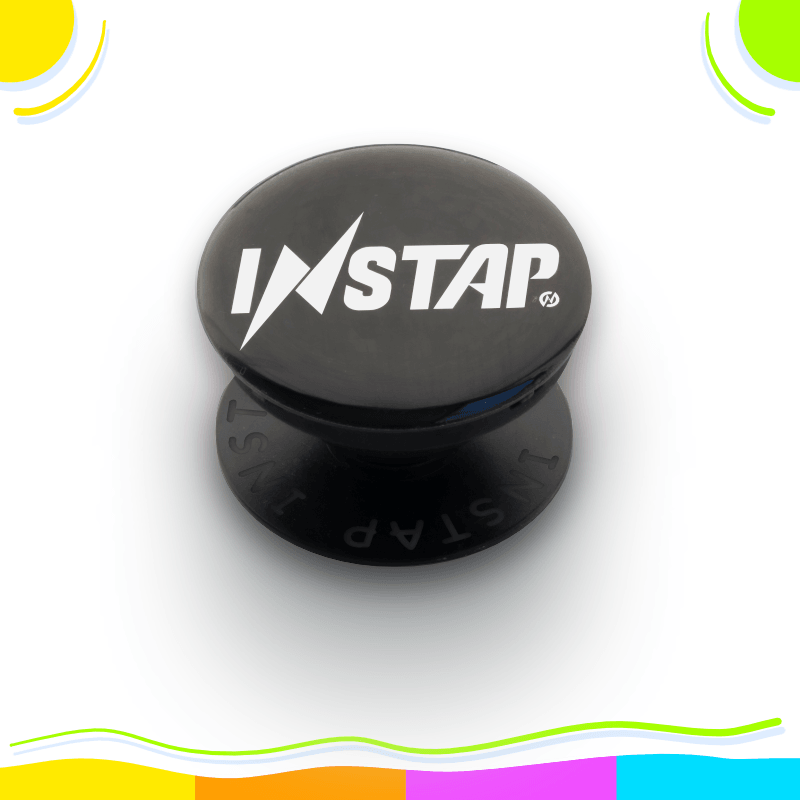 Instap Pop, black, side view, popsocket, digital business card, web3, earn crypto, networking, ultimate connection solution