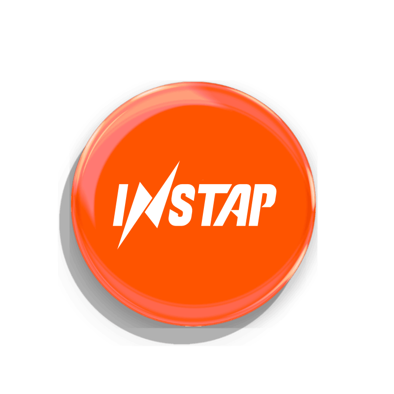 Instap Sticker, front view, orange, digital business card, web3, earn crypto, networking, ultimate connection solution