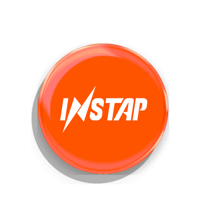 Instap Sticker, front view, orange, digital business card, web3, earn crypto, networking, ultimate connection solution